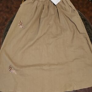 Elegant Tan Skirt with Embroidered Details